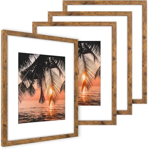 Space Art Deco، إطار صورة مقاس 11 × 14 مقاس 8 × 10 مع حصيرة أو 11 × 14 بدون حصيرة - إطار صور خشبي مصمم مع زجاج شبكي - إطارات صور مثبتة على الحائط لعرض الحائط أو سطح الطاولة، مجموعة من 4 قطع in Kuwait