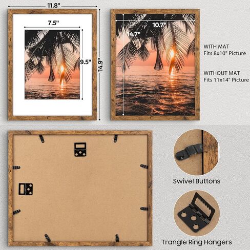Space Art Deco، إطار صورة مقاس 11 × 14 مقاس 8 × 10 مع حصيرة أو 11 × 14 بدون حصيرة - إطار صور خشبي مصمم مع زجاج شبكي - إطارات صور مثبتة على الحائط لعرض الحائط أو سطح الطاولة، مجموعة من 4 قطع in Kuwait