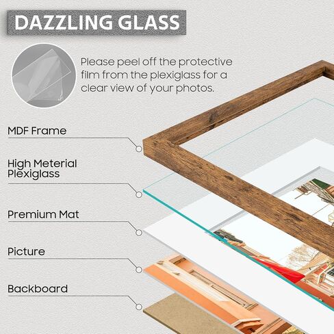 Space Art Deco 9x12 Picture Frame for 6x8 with Mat or 9x12 without Mat - Engineered Wood Photo Frame with Plexiglass - Wall Mounting Photo Frames for Wall or Tabletop Display - Set of 4 in Kuwait