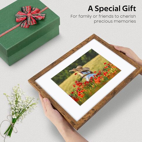 Space Art Deco 9x12 Picture Frame for 6x8 with Mat or 9x12 without Mat - Engineered Wood Photo Frame with Plexiglass - Wall Mounting Photo Frames for Wall or Tabletop Display - Set of 4 in Kuwait