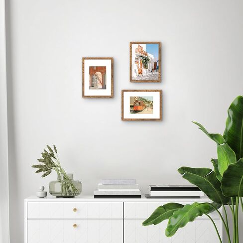 Space Art Deco 9x12 Picture Frame for 6x8 with Mat or 9x12 without Mat - Engineered Wood Photo Frame with Plexiglass - Wall Mounting Photo Frames for Wall or Tabletop Display - Set of 4 in Kuwait