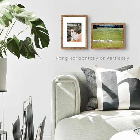 Space Art Deco 9x12 Picture Frame for 6x8 with Mat or 9x12 without Mat - Engineered Wood Photo Frame with Plexiglass - Wall Mounting Photo Frames for Wall or Tabletop Display - Set of 4 in Kuwait