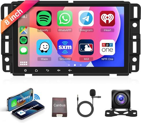 Car Radio for GMC Sierra Yukon Chevrolet Buick Chevy Silverado, Rimoody Android 13 Car Stereo CarPlay Android Auto 8 inch Touch Screen GPS WiFi SWC Bluetooth FM/RDS HiFi+ AHD Backup Camera in Saudi Arabia