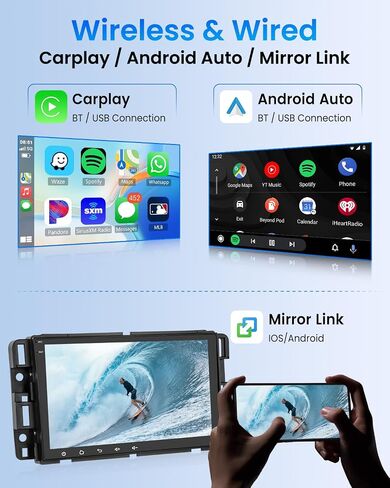 Car Radio for GMC Sierra Yukon Chevrolet Buick Chevy Silverado, Rimoody Android 13 Car Stereo CarPlay Android Auto 8 inch Touch Screen GPS WiFi SWC Bluetooth FM/RDS HiFi+ AHD Backup Camera in Saudi Arabia
