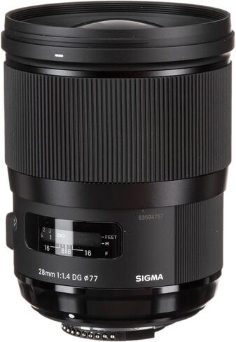 Sigma 28mm f/1.4 DG HSM Art Lens for Nikon F (441955) Bundle: 64 GB Memory Card, Card Reader, Backpack, Lens Hood, Front and Rear Lens Caps, 3-Piece Filter Kit, Full Cleaning Kit, Cap Keeper, and More in Saudi Arabia