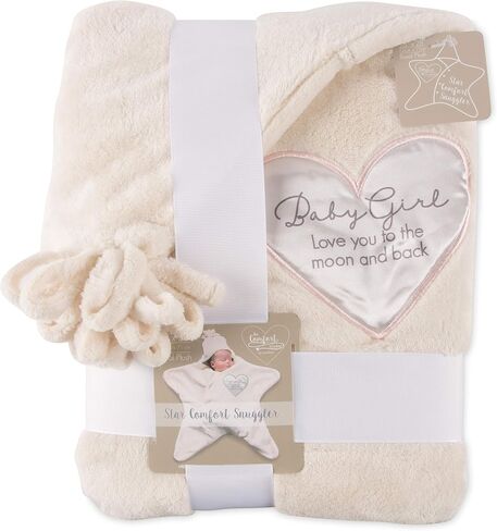 Pavilion Gift Company Baby Girl 26" x 28" Star Comfort Snuggler, Beige, White in Saudi Arabia