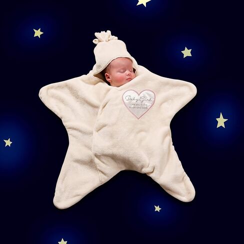 Pavilion Gift Company Baby Girl 26" x 28" Star Comfort Snuggler, Beige, White in Saudi Arabia