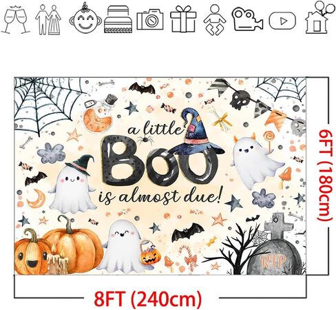 Mocsicka Halloween Baby Shower Backdrop A Little Boo is Almost Due Baby Shower Banner Decorations Cute Ghost Halloween Boo Baby Party Backdground Decorations (Pink, 7x5ft) in Saudi Arabia