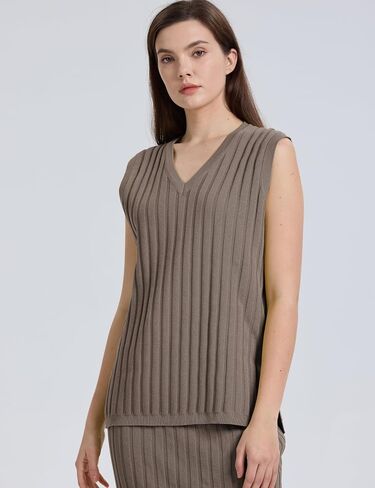 IQSQSQ Women's 2 Piece Sweater Outfits Sleeveless V Neck Knit Vest Tops High Waisted Midi Skirt(Lemonyellow-L) in Saudi Arabia