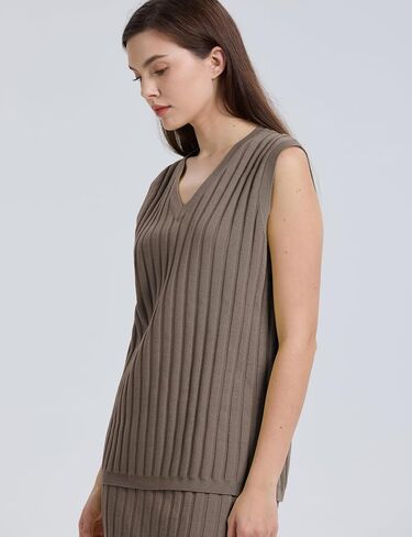 IQSQSQ Women's 2 Piece Sweater Outfits Sleeveless V Neck Knit Vest Tops High Waisted Midi Skirt(Lemonyellow-L) in Saudi Arabia