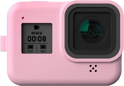 Protective Silicone Sleeve Case + Silicone Lanyard + Glass Screen and Lens Protector for GoPro Hero 8 Black (Black) in Saudi Arabia