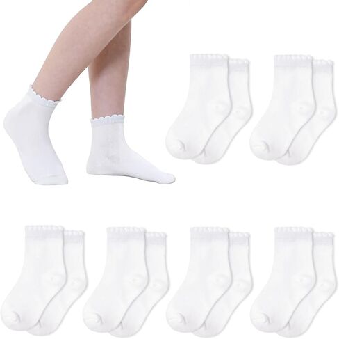Durio Baby Socks Girls Ruffle Socks Soft Toddler Girl Socks Cute Frilly Dress Lace Socks for Toddler Girls Kids in Saudi Arabia
