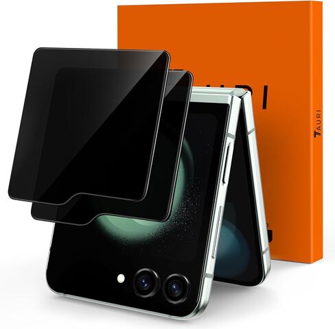 قطعتان من واقي شاشة الخصوصية من TAURI مصمم لهاتف Samsung Galaxy Z Flip 5، زجاج أمامي مقسى 9H [مضاد لبصمات الأصابع] مضاد للتجسس سهل التركيب وصديق للحافظة لهاتف Z Flip 5 in Saudi Arabia