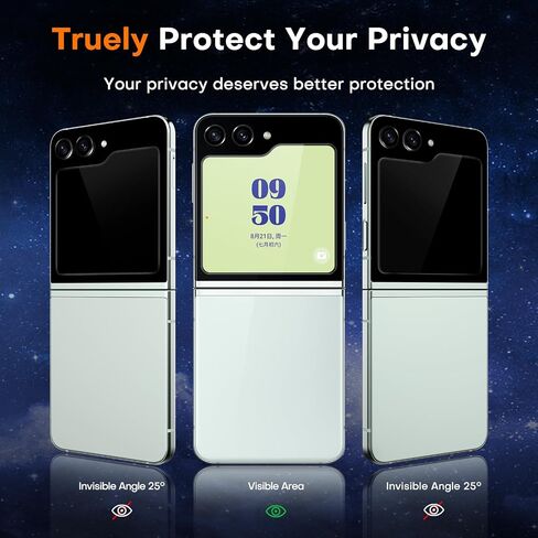 قطعتان من واقي شاشة الخصوصية من TAURI مصمم لهاتف Samsung Galaxy Z Flip 5، زجاج أمامي مقسى 9H [مضاد لبصمات الأصابع] مضاد للتجسس سهل التركيب وصديق للحافظة لهاتف Z Flip 5 in Saudi Arabia
