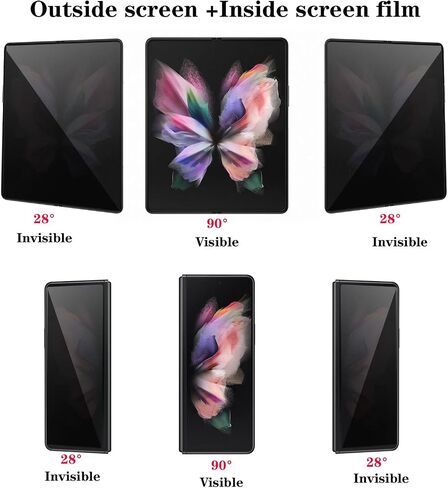 2+1 حزمة واقي شاشة للخصوصية مصمم لهاتف Samsung Galaxy Z Fold 6، مضاد للزقزقة، قطعة واحدة من الخارج + قطعة واحدة من الداخل، طبقة ناعمة + قطعة واحدة من واقي العدسات الشفاف الناعم in Kuwait