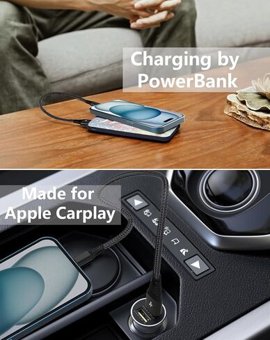 [معتمد من Apple MFi] شاحن iPhone 15 قصير شحن سريع، 8 بوصات 5 كابل USB إلى نوع C، كابلات شحن سريعة لهاتف iPhone، سلك نقل مزامنة بيانات عالي السرعة لهاتف iPhone 15 Pro Max/iPad/Airpods in Kuwait