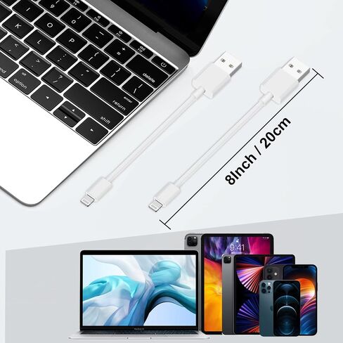[معتمد من Apple MFi] شاحن iPhone 15 قصير شحن سريع، 8 بوصات 5 كابل USB إلى نوع C، كابلات شحن سريعة لهاتف iPhone، سلك نقل مزامنة بيانات عالي السرعة لهاتف iPhone 15 Pro Max/iPad/Airpods in Kuwait