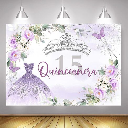 خلفية عيد ميلاد mocsicka Quinceanera للفتيات الجميلات Mis Quince Anos ديكورات حفلات عيد الميلاد الخامس عشر باللون الوردي والفضي (وردي، 7 × 5 قدم (82 × 60 بوصة)) in Saudi Arabia