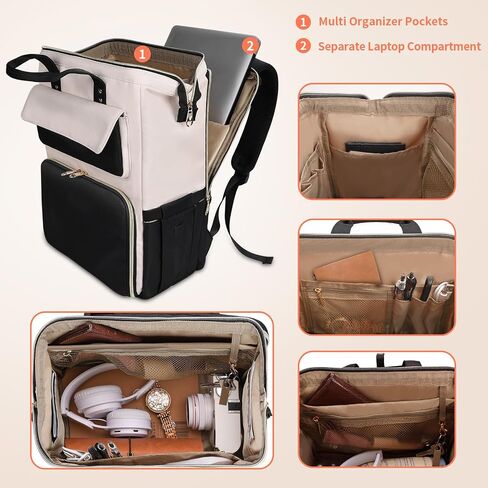 BERTASCHE Lunch Backpack for Women, 15.6 Inch Laptop Backpack with Insulated Cooler Lunch box, Nurse Backpack for Teacher Work Travel College Picnic, Black in Kuwait