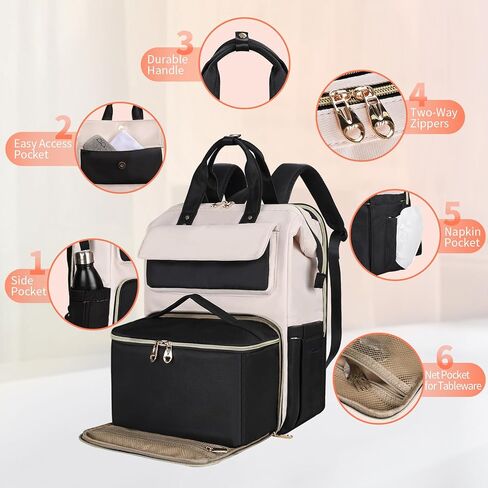 BERTASCHE Lunch Backpack for Women, 15.6 Inch Laptop Backpack with Insulated Cooler Lunch box, Nurse Backpack for Teacher Work Travel College Picnic, Black in Kuwait