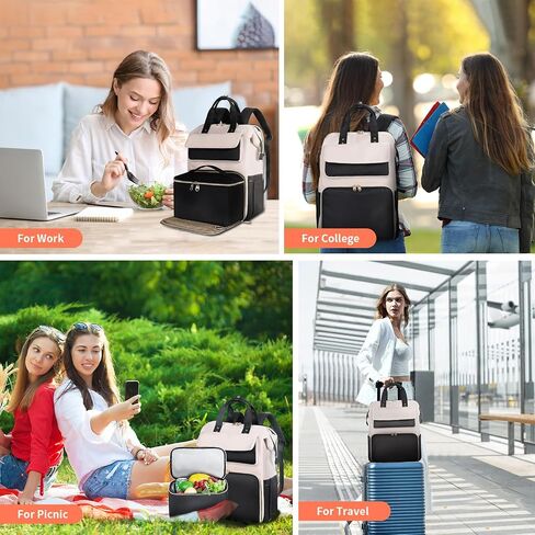 BERTASCHE Lunch Backpack for Women, 15.6 Inch Laptop Backpack with Insulated Cooler Lunch box, Nurse Backpack for Teacher Work Travel College Picnic, Black in Kuwait