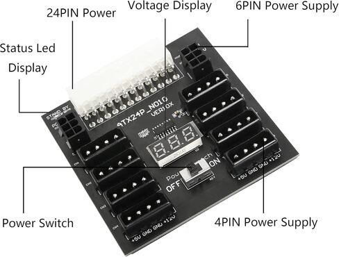 CERRXIAN محول التيار الكهربائي المتعدد ATX 24 دبوس إلى 8 × موليكس 4Pin و 2 × 6Pin لوحة الطاقة لبطاقة الرسومات in Saudi Arabia