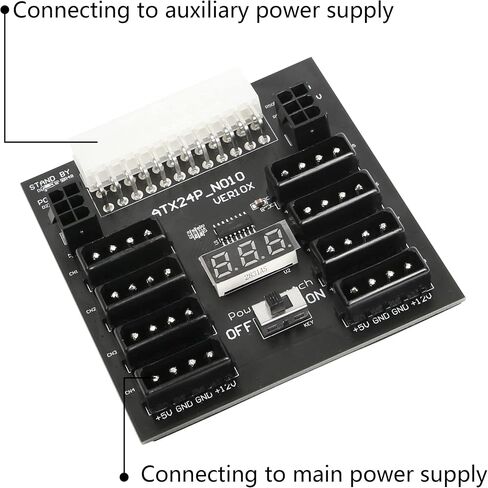 CERRXIAN محول التيار الكهربائي المتعدد ATX 24 دبوس إلى 8 × موليكس 4Pin و 2 × 6Pin لوحة الطاقة لبطاقة الرسومات in Saudi Arabia