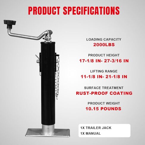 BIG RED ATR39002R-1 Torin Boat Trailer Jack with Dual Wheel: Heavy Duty Swing-Back Bolt-On Trailer Jack, 3/4 Ton (1,500 lb.) Capacity in Kuwait