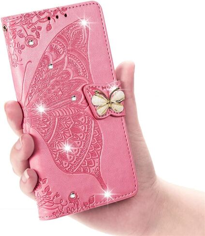 Wallet Case for Moto G Stylus 5G 2024 Case Crystal Glitter Bling with Card Holder Stand Leather Flip Phone Case Diamond Butterfly Protective Case for Moto G Stylus 5G 2024 Crystal Pink in Saudi Arabia