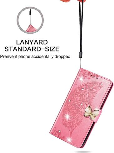 Wallet Case for Moto G Stylus 5G 2024 Case Crystal Glitter Bling with Card Holder Stand Leather Flip Phone Case Diamond Butterfly Protective Case for Moto G Stylus 5G 2024 Crystal Pink in Saudi Arabia