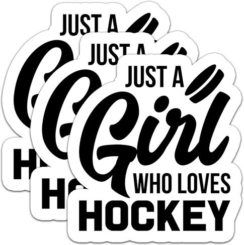 (3Pcs) Just a Girl Who Loves Hockey Sticker Decals for Books, Laptops, Phones, Tumblers, Water Bottles, Waterproof Vinyl Decal, Hockey Gifts for Teen Girls, Team, Hockey Fan, Size 3 x 2.8 Inch in Saudi Arabia