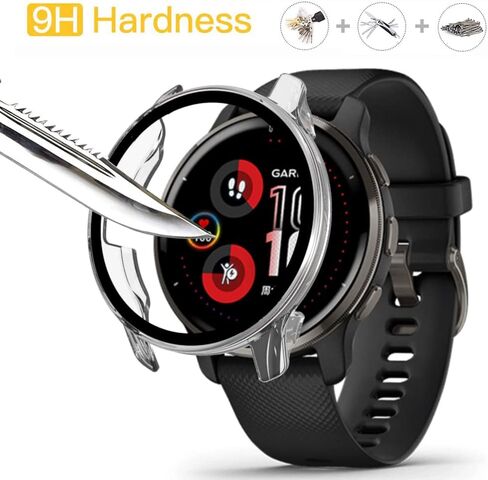 Case with Tempered Glass Screen Protector Compatible for Garmin Venu 2, 9H Hardness 360° All-Round Protective Ultra Thin Protective PC Case Cover for Transparent in Saudi Arabia