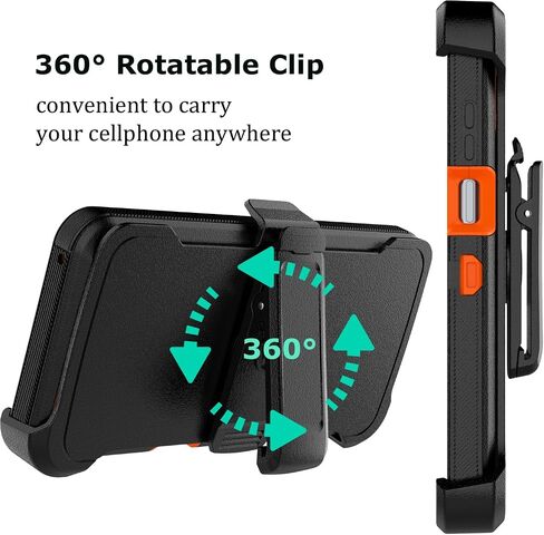 Takfox Moto G Stylus 2023 5G Case, for Motorola G Stylus 2023 5G Belt Clip Holster Phone Case [Built-in Screen Protector] Kickstand Protective Rugged Heavy Duty Shockproof Dustproof Cover-Black/Orange in Kuwait