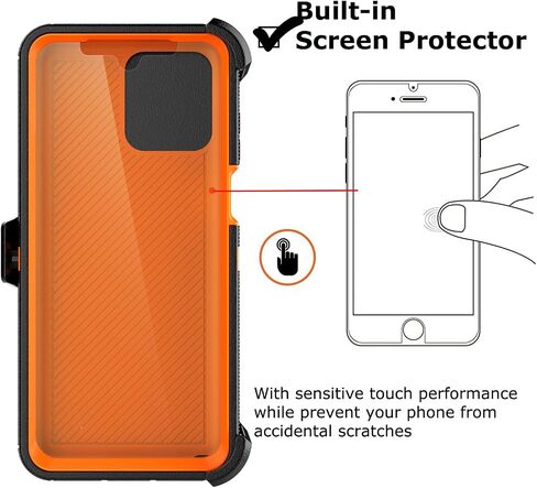 Takfox Moto G Stylus 2023 5G Case, for Motorola G Stylus 2023 5G Belt Clip Holster Phone Case [Built-in Screen Protector] Kickstand Protective Rugged Heavy Duty Shockproof Dustproof Cover-Black/Orange in Kuwait