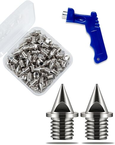ParaDance Track Spikes for Track Shoes (1/4 Inch), 50 Pcs Steel Replacement Track Spikes for Track and Field/Sprint/Running/Cross Country, with Storage Box and Wrench (Black) in Kuwait