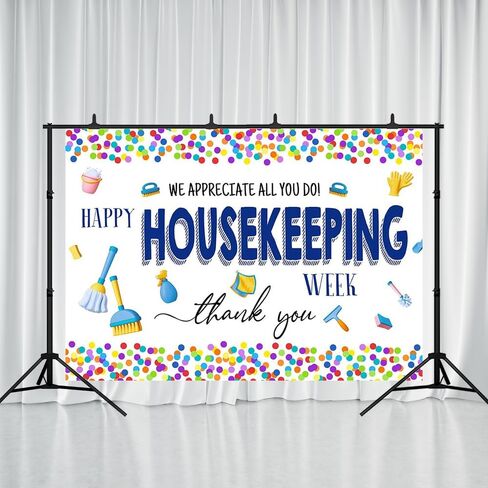 Happy Housekeeping Week Backdrop - 7x5ft Colorful Confetti We Appreciate All You Do Decorations Housekeeping Staff Appreciation Banner Thank You Sign for Housekeepers Custodian Decor in Saudi Arabia