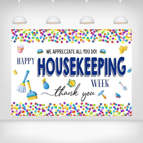 Happy Housekeeping Week Backdrop - 7x5ft Colorful Confetti We Appreciate All You Do Decorations Housekeeping Staff Appreciation Banner Thank You Sign for Housekeepers Custodian Decor in Saudi Arabia