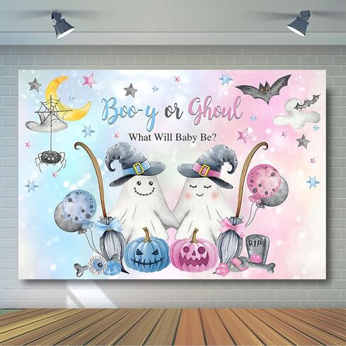Avezano Halloween بين الجنسين يكشف عن خلفية Boo-y أو Ghoul بين الجنسين يكشف عن ديكور الحفلات التقطت الصور للهالوين Little Boo Ghost هو أو هي بين الجنسين يكشف عن خلفية التصوير الفوتوغرافي للحفلات (7x5ft) in Saudi Arabia