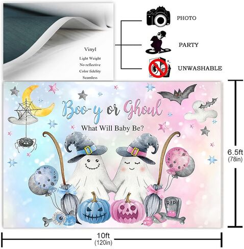 Avezano Halloween بين الجنسين يكشف عن خلفية Boo-y أو Ghoul بين الجنسين يكشف عن ديكور الحفلات التقطت الصور للهالوين Little Boo Ghost هو أو هي بين الجنسين يكشف عن خلفية التصوير الفوتوغرافي للحفلات (7x5ft) in Saudi Arabia