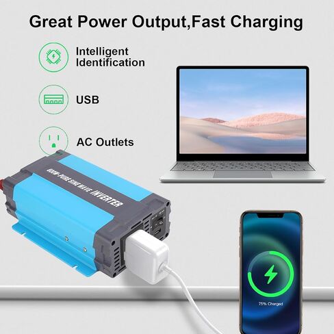 300W Inverter Pure Sine Wave Power 12V DC to 120V AC Converter for Home,RV,Truck,with Built-in AC sockets,5V/1A USB port in Saudi Arabia