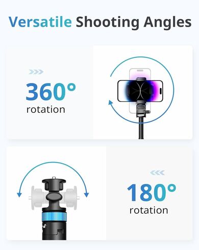 حامل ثلاثي للهاتف مقاس 72 بوصة من UBeesize - حامل ثلاثي لهاتف iPhone وعصا سيلفي مع حامل هاتف وجهاز تحكم عن بعد - حامل مطور ومستقر ومحمول لهاتف iPhone 15/14/13 وAndroid والكاميرات وكاميرات الحركة in Kuwait