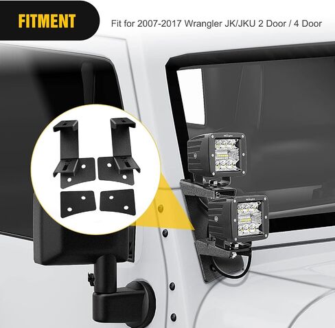 Nilight 2 قطعة مفصلات للزجاج الأمامي دعامات تثبيت مزدوجة على شكل حرف A للطرق الوعرة LED لمصابيح الضباب لعام 2018 2019 2020 2021 2022 2023 Wrangler JL/2020-2023 Gladiator JT، ضمان لمدة عامين، أسود in Kuwait