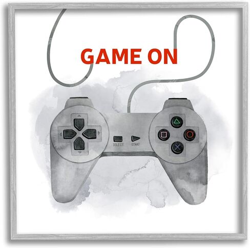 Stupell Industries Game On Gamer Joystick Controller Framed Giclee Art, Design by Grace Popp in Saudi Arabia
