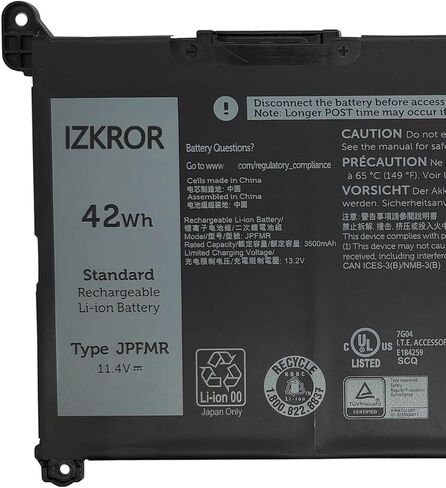 JPFMR 42Wh Battery Replacement for Dell Chromebook 3400 / Chromebook 3100 / Chromebook 3100 2-in-1 / Chromebook 5488 5493 5593 Series Laptop 0JPFMR 7MT0R 7MTOR 16DPH 7T0D3 07T0D3 P90F 11.4V in Saudi Arabia