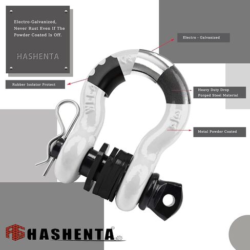 HASHENTA Shackles 3/4" D Ring Shackle (2 Pack) 41,887Ibs Break Strength with 7/8" Anti-Loose Security Pin,Shackle Isolator & Washers Kit for Tow Strap Winch Off Road Vehicle Recovery (Red) in Saudi Arabia