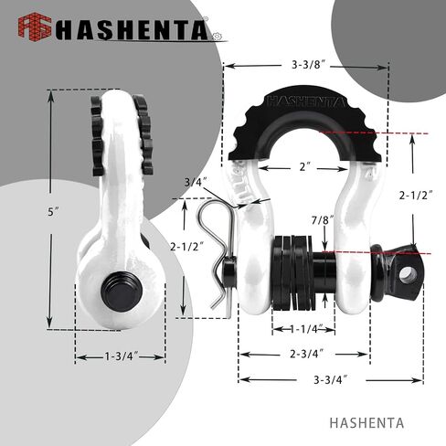 HASHENTA Shackles 3/4" D Ring Shackle (2 Pack) 41,887Ibs Break Strength with 7/8" Anti-Loose Security Pin,Shackle Isolator & Washers Kit for Tow Strap Winch Off Road Vehicle Recovery (Red) in Saudi Arabia