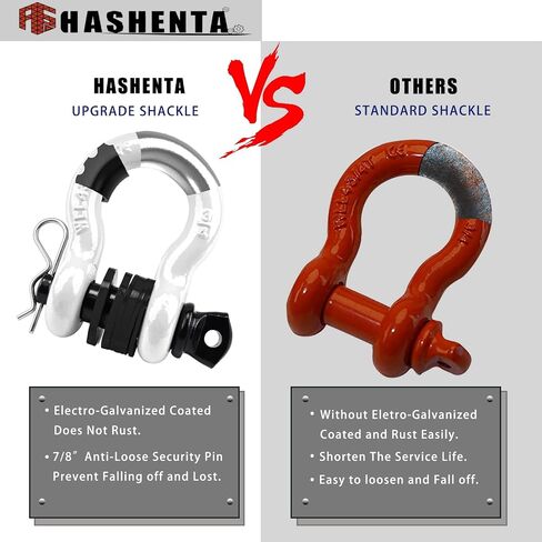 HASHENTA Shackles 3/4" D Ring Shackle (2 Pack) 41,887Ibs Break Strength with 7/8" Anti-Loose Security Pin,Shackle Isolator & Washers Kit for Tow Strap Winch Off Road Vehicle Recovery (Red) in Saudi Arabia