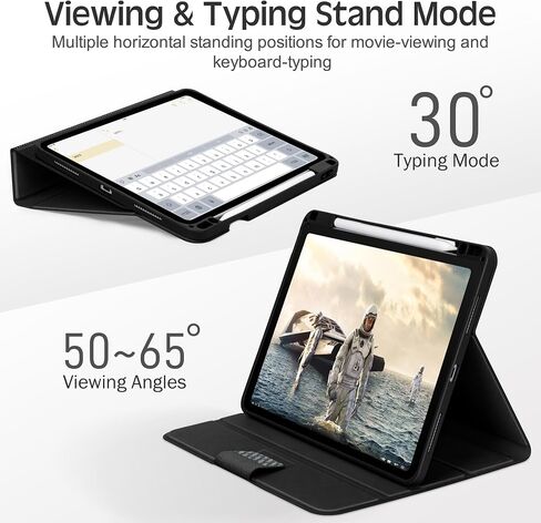 حافظة KingBlanc لجهاز iPad Pro مقاس 11 بوصة 2024 (M4، الجيل الخامس) مع حامل أقلام رصاص، غطاء واقٍ متين من جلد البولي يوريثان، نوم/تنبيه تلقائي، يدعم قلم الرصاص Pro/Pencil (USB-C)، زاوية العرض/الكتابة، أسود in Kuwait