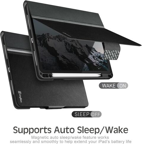 حافظة KingBlanc لجهاز iPad Pro مقاس 11 بوصة 2024 (M4، الجيل الخامس) مع حامل أقلام رصاص، غطاء واقٍ متين من جلد البولي يوريثان، نوم/تنبيه تلقائي، يدعم قلم الرصاص Pro/Pencil (USB-C)، زاوية العرض/الكتابة، أسود in Kuwait