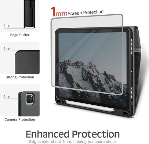 حافظة KingBlanc لجهاز iPad Pro مقاس 11 بوصة 2024 (M4، الجيل الخامس) مع حامل أقلام رصاص، غطاء واقٍ متين من جلد البولي يوريثان، نوم/تنبيه تلقائي، يدعم قلم الرصاص Pro/Pencil (USB-C)، زاوية العرض/الكتابة، أسود in Kuwait